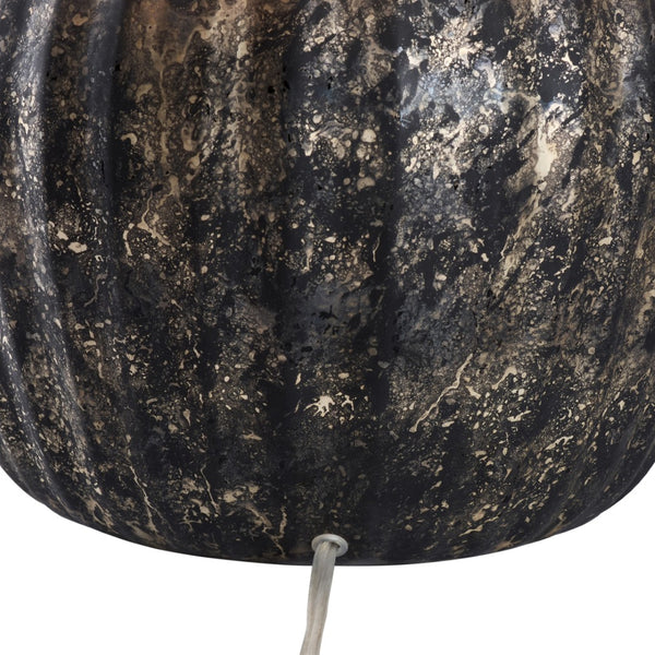 Wildwood Cobie Sculptural Table Lamp With Mottled Black‑Silver Glass, Brass Accents & White Shade, 21.5" H 61514