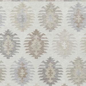 HomeRoots 5' Southwestern Area Rug in Ivory, Khaki & Gray - Durable, Washable Design for Indoor & Outdoor Spaces 5' X 8' 615141