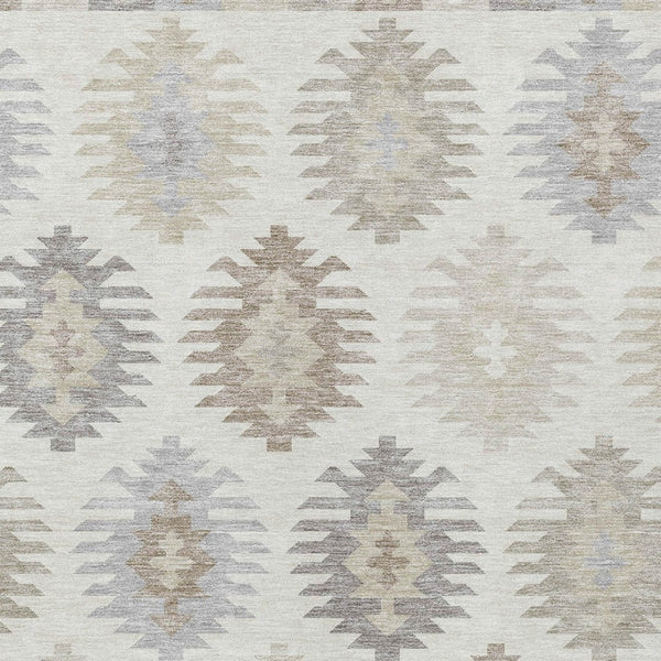 HomeRoots 5' Southwestern Area Rug in Ivory, Khaki & Gray - Durable, Washable Design for Indoor & Outdoor Spaces 5' X 8' 615141