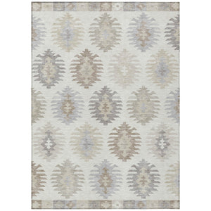 HomeRoots 5' Southwestern Area Rug in Ivory, Khaki & Gray - Durable, Washable Design for Indoor & Outdoor Spaces 9' X 12' 615144