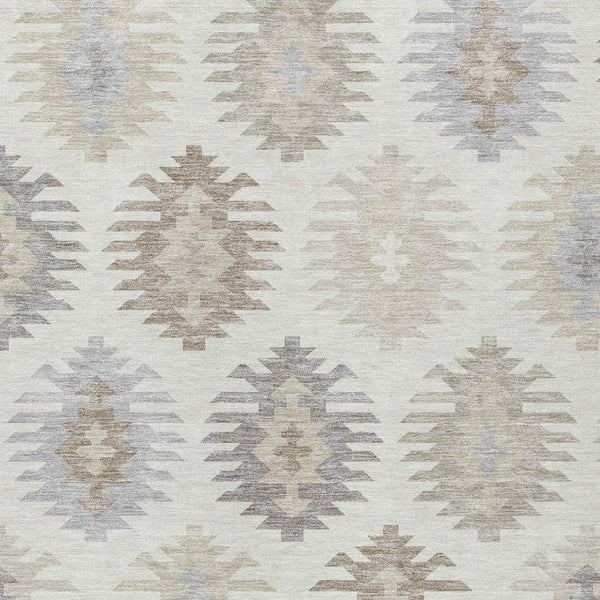 HomeRoots 5' Southwestern Area Rug in Ivory, Khaki & Gray - Durable, Washable Design for Indoor & Outdoor Spaces 9' X 12' 615144