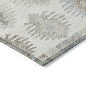 HomeRoots 5' Southwestern Area Rug in Ivory, Khaki & Gray - Durable, Washable Design for Indoor & Outdoor Spaces 10' X 14' 615145