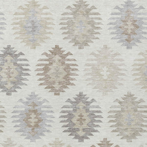HomeRoots 5' Southwestern Area Rug in Ivory, Khaki & Gray - Durable, Washable Design for Indoor & Outdoor Spaces 10' X 14' 615145