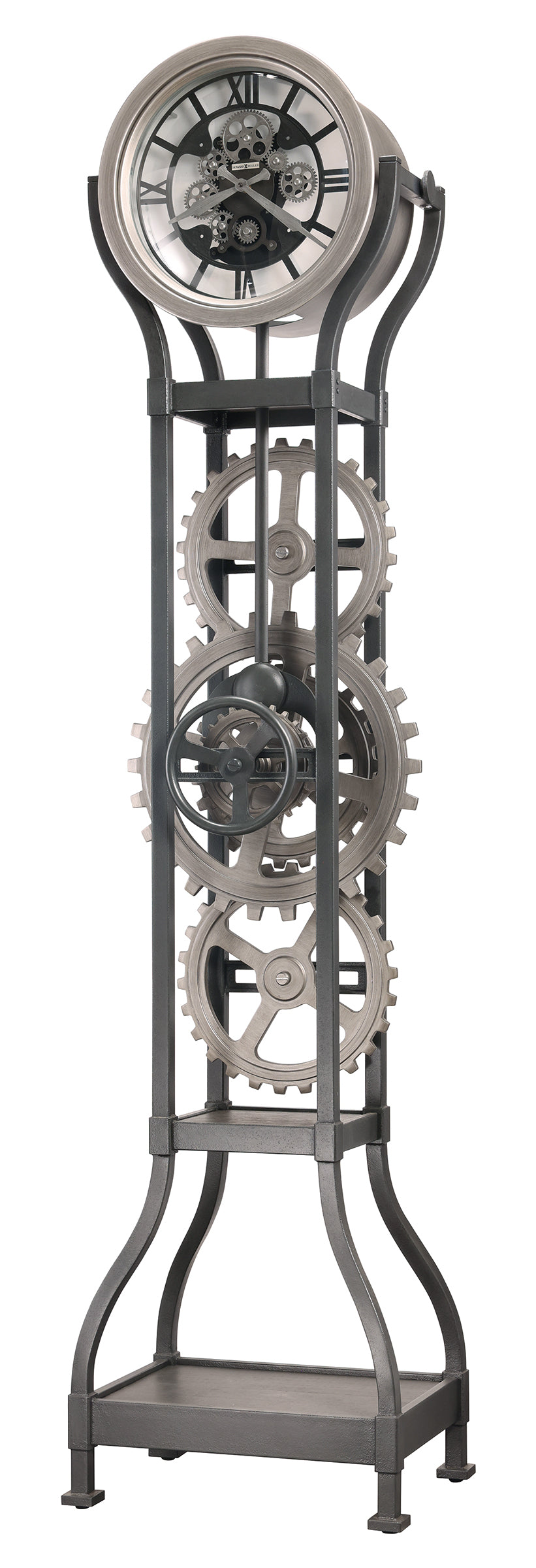 Hekman Furniture 615164 Theodore Grandfather Clock - Aged Silver & Black Iron With Led Lighting, Unique Design Elements  Theodore Grandfather Clock 615164
