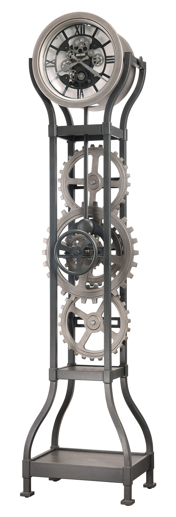 Hekman Furniture 615164 Theodore Grandfather Clock - Aged Silver & Black Iron With Led Lighting, Unique Design Elements  Theodore Grandfather Clock 615164