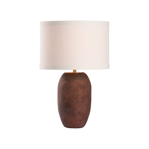 Wildwood Gardner Rustic-Modern Table Lamp With Weathered Glass Base And White Drum Shade For Cozy Spaces 61518