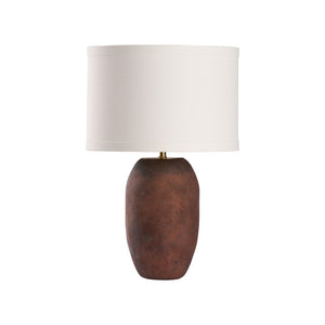 Wildwood Gardner Rustic-Modern Table Lamp With Weathered Glass Base And White Drum Shade For Cozy Spaces 61518