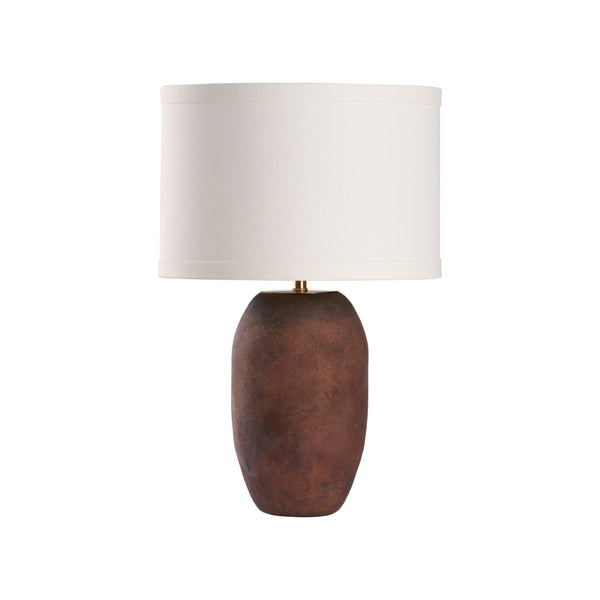 Wildwood Gardner Rustic-Modern Table Lamp With Weathered Glass Base And White Drum Shade For Cozy Spaces 61518