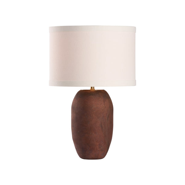 Wildwood Gardner Rustic-Modern Table Lamp With Weathered Glass Base And White Drum Shade For Cozy Spaces 61518