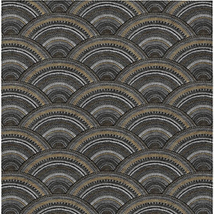 HomeRoots 5' Bold Geometric Black, Ivory & Gold Washable Area Rug for Indoor & Outdoor Style and Durability 5' X 8' 615183