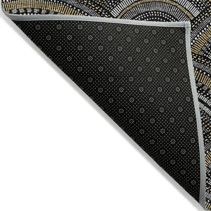 HomeRoots 5' Bold Geometric Black, Ivory & Gold Washable Area Rug for Indoor & Outdoor Style and Durability 5' X 8' 615183