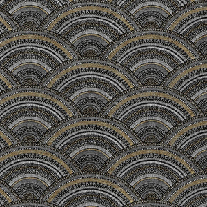 HomeRoots 5' Bold Geometric Black, Ivory & Gold Washable Area Rug for Indoor & Outdoor Style and Durability 5' X 8' 615183