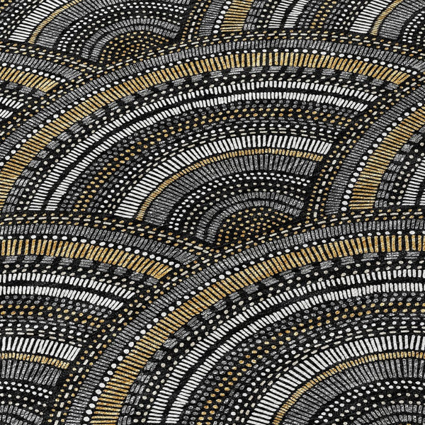 HomeRoots 5' Bold Geometric Black, Ivory & Gold Washable Area Rug for Indoor & Outdoor Style and Durability 8' X 10' 615185