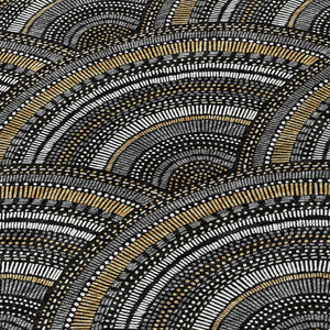 HomeRoots 5' Bold Geometric Black, Ivory & Gold Washable Area Rug for Indoor & Outdoor Style and Durability 9' X 12' 615186