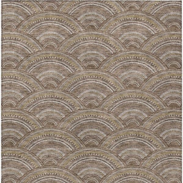 HomeRoots 5' Geometric Washable Area Rug in Brown, Beige, and Taupe - Perfect for Indoor & Outdoor Spaces! 5' X 8' 615189
