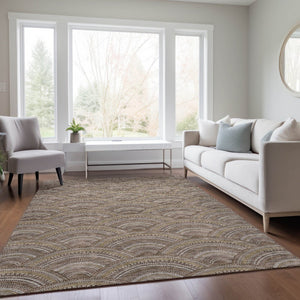 HomeRoots 5' Geometric Washable Area Rug in Brown, Beige, and Taupe - Perfect for Indoor & Outdoor Spaces! 5' X 8' 615189