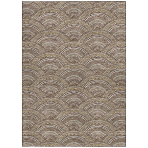 HomeRoots 5' Geometric Washable Area Rug in Brown, Beige, and Taupe - Perfect for Indoor & Outdoor Spaces! 8' X 10' 615191