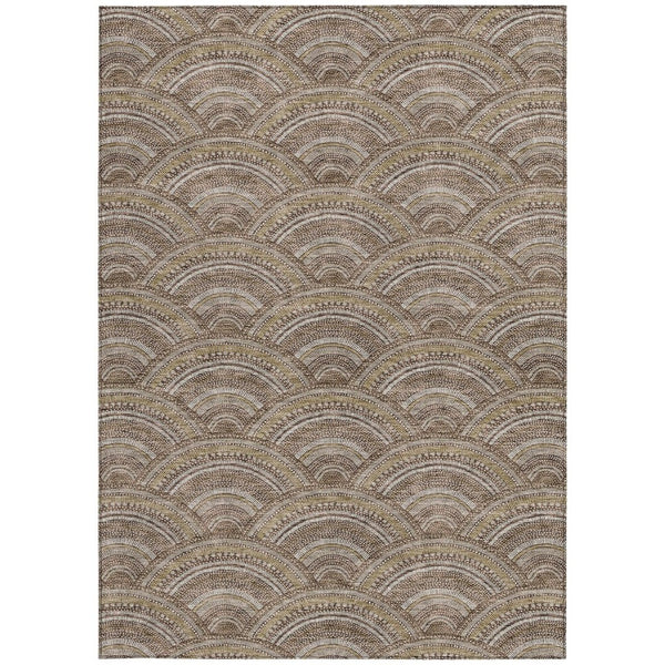 HomeRoots 5' Geometric Washable Area Rug in Brown, Beige, and Taupe - Perfect for Indoor & Outdoor Spaces! 8' X 10' 615191