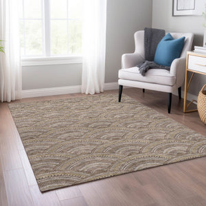 HomeRoots 5' Geometric Washable Area Rug in Brown, Beige, and Taupe - Perfect for Indoor & Outdoor Spaces! 8' X 10' 615191