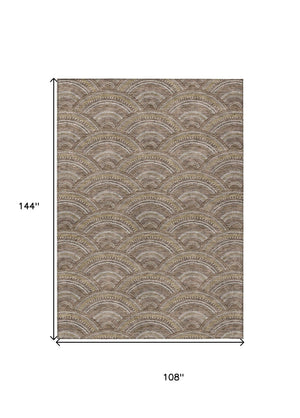 HomeRoots 5' Geometric Washable Area Rug in Brown, Beige, and Taupe - Perfect for Indoor & Outdoor Spaces! 9' X 12' 615192