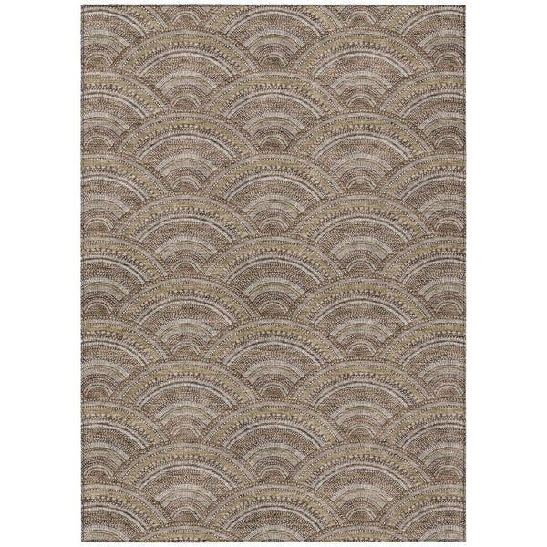 HomeRoots 5' Geometric Washable Area Rug in Brown, Beige, and Taupe - Perfect for Indoor & Outdoor Spaces! 9' X 12' 615192