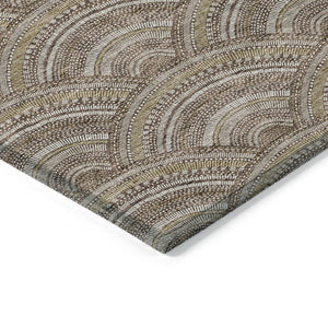 HomeRoots 5' Geometric Washable Area Rug in Brown, Beige, and Taupe - Perfect for Indoor & Outdoor Spaces! 9' X 12' 615192