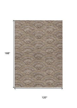 HomeRoots 5' Geometric Washable Area Rug in Brown, Beige, and Taupe - Perfect for Indoor & Outdoor Spaces! 10' X 14' 615193