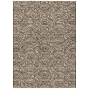 HomeRoots 5' Geometric Washable Area Rug in Brown, Beige, and Taupe - Perfect for Indoor & Outdoor Spaces! 10' X 14' 615193