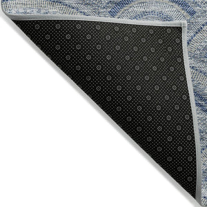 HomeRoots 5' Stylish Denim Blue Geometric Washable Area Rug for Indoor and Outdoor Spaces – Durable & Versatile 5' X 8' 615195