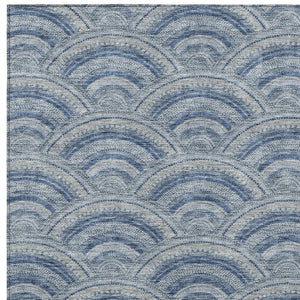 HomeRoots 5' Stylish Denim Blue Geometric Washable Area Rug for Indoor and Outdoor Spaces – Durable & Versatile 5' X 8' 615195
