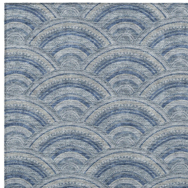 HomeRoots 5' Stylish Denim Blue Geometric Washable Area Rug for Indoor and Outdoor Spaces – Durable & Versatile 5' X 8' 615195