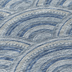HomeRoots 5' Stylish Denim Blue Geometric Washable Area Rug for Indoor and Outdoor Spaces – Durable & Versatile 8' Round 615196