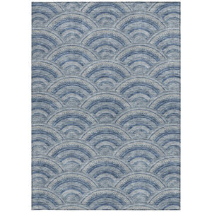 HomeRoots 5' Stylish Denim Blue Geometric Washable Area Rug for Indoor and Outdoor Spaces – Durable & Versatile 8' X 10' 615197