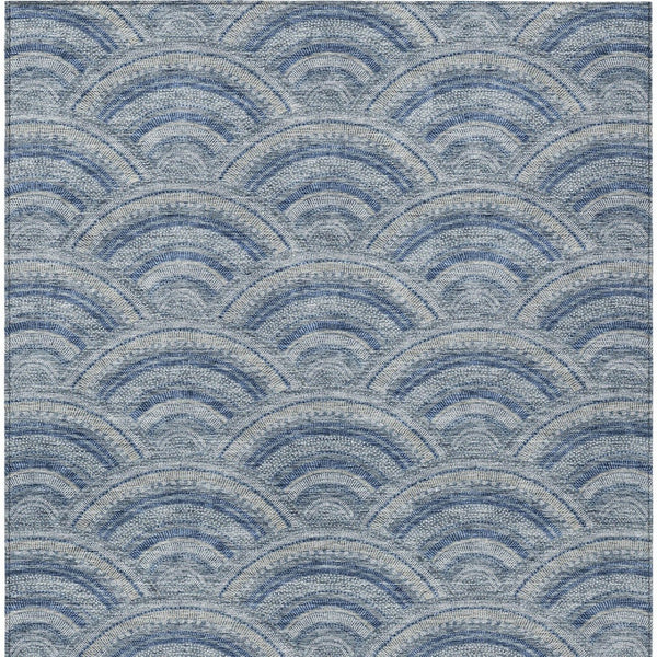 HomeRoots 5' Stylish Denim Blue Geometric Washable Area Rug for Indoor and Outdoor Spaces – Durable & Versatile 8' X 10' 615197