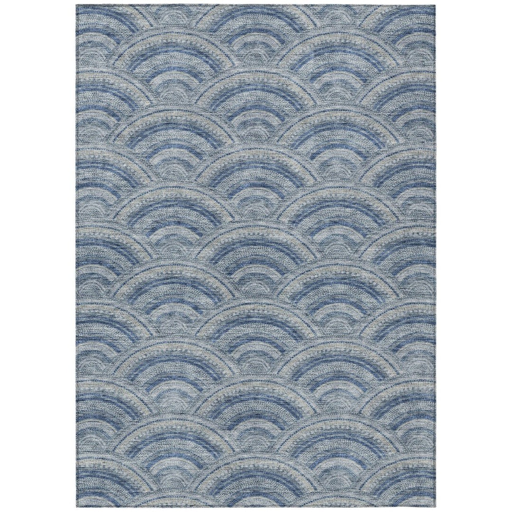 HomeRoots 5' Stylish Denim Blue Geometric Washable Area Rug for Indoor and Outdoor Spaces – Durable & Versatile 9' X 12' 615198