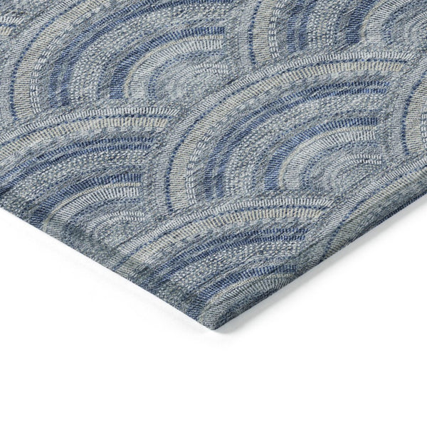 HomeRoots 5' Stylish Denim Blue Geometric Washable Area Rug for Indoor and Outdoor Spaces – Durable & Versatile 9' X 12' 615198