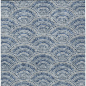 HomeRoots 5' Stylish Denim Blue Geometric Washable Area Rug for Indoor and Outdoor Spaces – Durable & Versatile 10' X 14' 615199