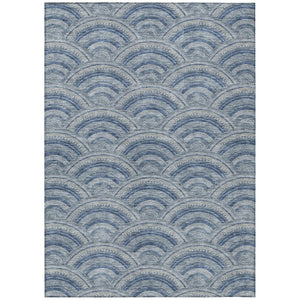 HomeRoots 5' Stylish Denim Blue Geometric Washable Area Rug for Indoor and Outdoor Spaces – Durable & Versatile 10' X 14' 615199