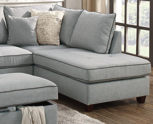 English Elm Beautiful 3-pcs Sectional Sofa with Reversible Chaise and Storage Ottoman Plush Summer Hues Comfort LIGHT GREY 76 L x 35 W x 16 H B011S01055