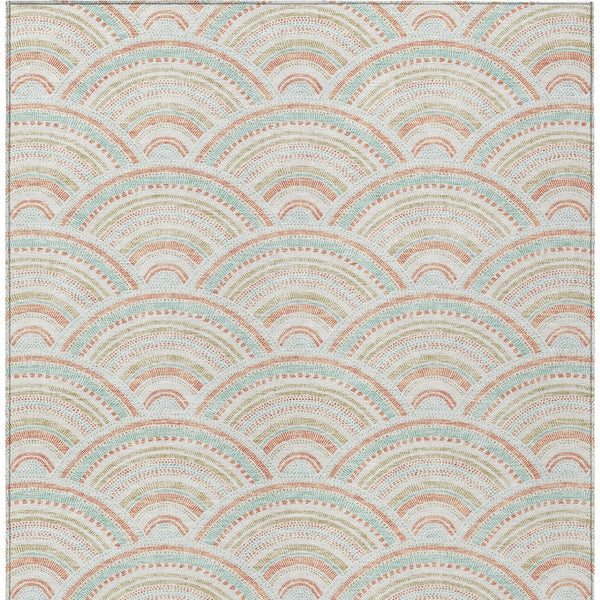 HomeRoots 5' Stylish Linen Orange and Ivory Geometric Area Rug - Machine Washable for Indoor & Outdoor Use 5' X 8' 615201