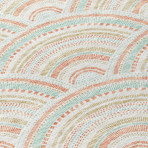HomeRoots 5' Stylish Linen Orange and Ivory Geometric Area Rug - Machine Washable for Indoor & Outdoor Use 8' Round 615202