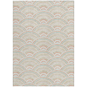 HomeRoots 5' Stylish Linen Orange and Ivory Geometric Area Rug - Machine Washable for Indoor & Outdoor Use 8' X 10' 615203
