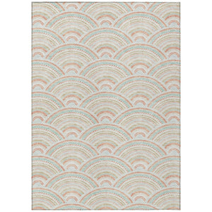HomeRoots 5' Stylish Linen Orange and Ivory Geometric Area Rug - Machine Washable for Indoor & Outdoor Use 8' X 10' 615203