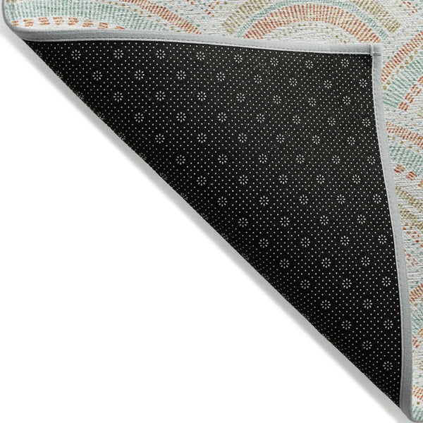HomeRoots 5' Stylish Linen Orange and Ivory Geometric Area Rug - Machine Washable for Indoor & Outdoor Use 8' X 10' 615203