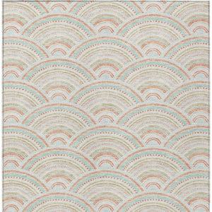 HomeRoots 5' Stylish Linen Orange and Ivory Geometric Area Rug - Machine Washable for Indoor & Outdoor Use 8' X 10' 615203