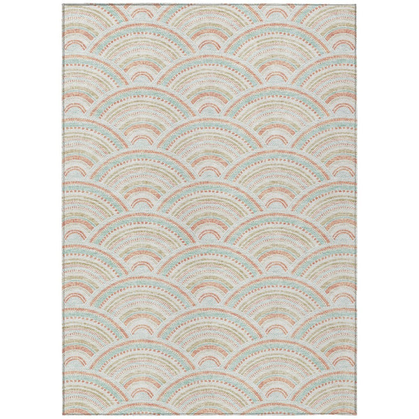 HomeRoots 5' Stylish Linen Orange and Ivory Geometric Area Rug - Machine Washable for Indoor & Outdoor Use 9' X 12' 615204