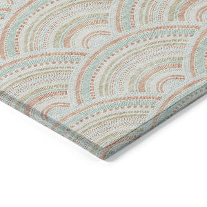 HomeRoots 5' Stylish Linen Orange and Ivory Geometric Area Rug - Machine Washable for Indoor & Outdoor Use 10' X 14' 615205