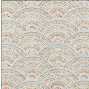 HomeRoots 5' Stylish Linen Orange and Ivory Geometric Area Rug - Machine Washable for Indoor & Outdoor Use 10' X 14' 615205