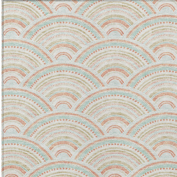 HomeRoots 5' Stylish Linen Orange and Ivory Geometric Area Rug - Machine Washable for Indoor & Outdoor Use 10' X 14' 615205