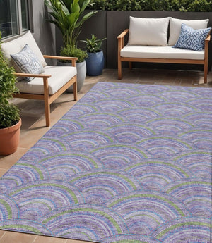 HomeRoots 5' Stylish Lavender Sage and Ivory Geometric Indoor Outdoor Area Rug - Easy Care, Durable Design 5' X 8' 615207